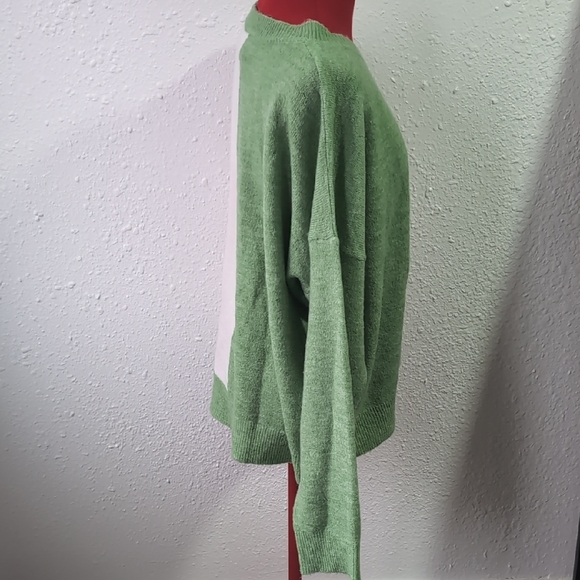 Anthropologie Saturday Sunday Green White Colorblock Sweater, Women's Large - Picture 4 of 8